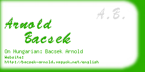 arnold bacsek business card